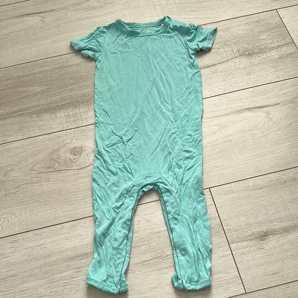 Posh Peanut Bamboo Pool Blue Aqua Baby Romper